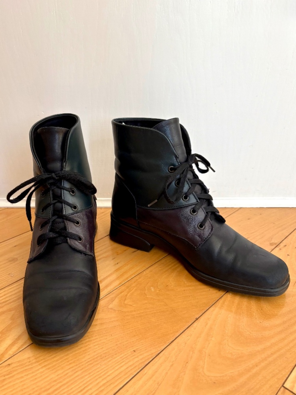 Vintage 90s Naturalizer Colorblock Leather Ankle Boots Dark Academia Whimsigoth